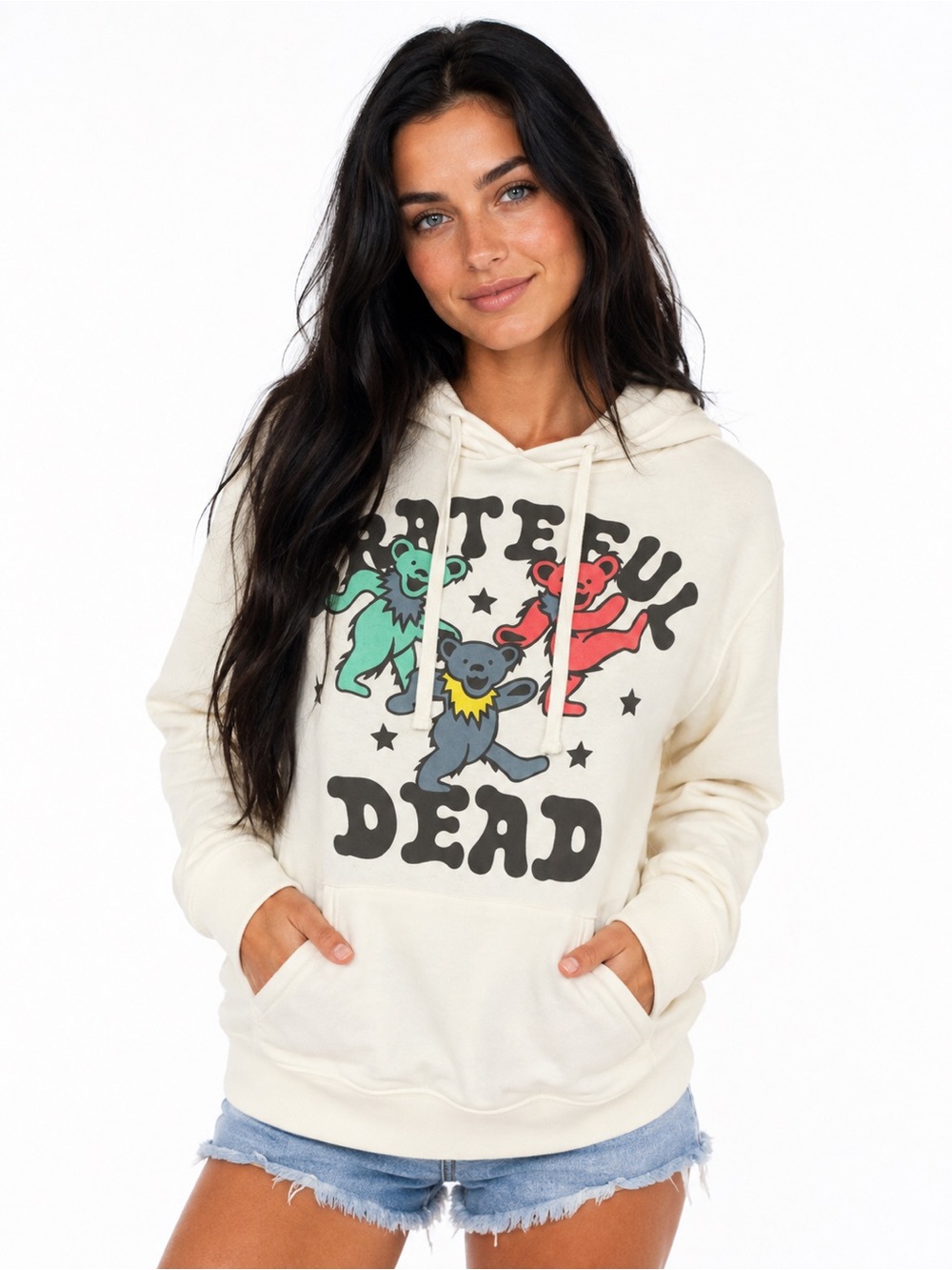Grateful Dead Dancing Bears Hoodie Women’s Small Ivory NWT